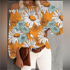 Women's Plus Size Floral Print Off Shoulder Blouse - Stylish and Comfortable 3X